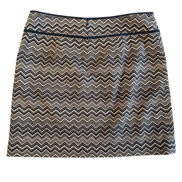 LOFT Ann Taylor Chevron Pattern brown mini Skirt size 8 office siren preppy 991 - Picture 9 of 10